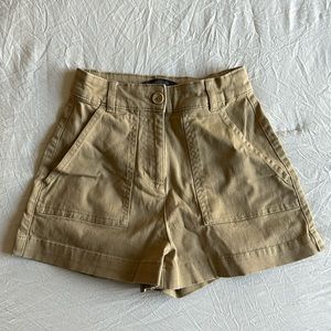 Tan Mini High Waisted Shorts
